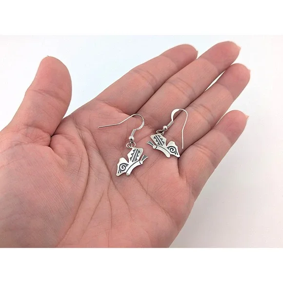 Navajo Jewelry‎ Silver Earrings BUTTERFLY Native American Tribal Jewelry ***